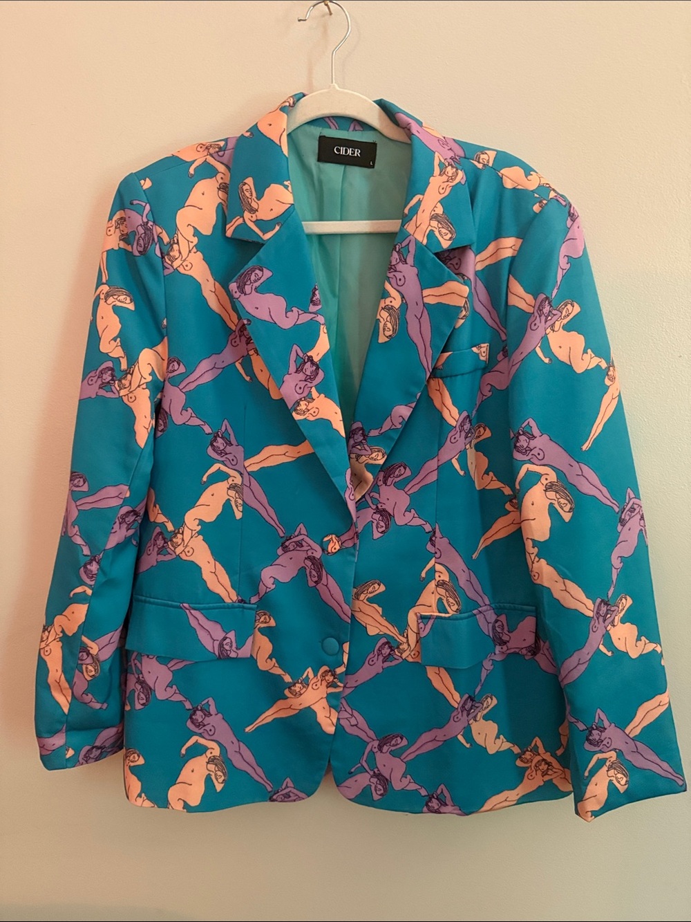 Cider Teal Blazer with Pink and Purple Diver Print